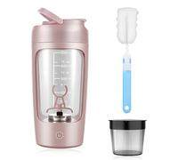 WIYETY Shaker elettrico con scomparto in polvere: 650 ml, frullatore di proteine automatico con spazzola, shaker proteina USB-C ricaricabile, frullatore di proteine per sport e fitness, rosa