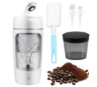 WIYETY Shaker elettrico con scomparto in polvere: 650 ml, frullatore di proteine automatico con spazzola, shaker proteina USB-C ricaricabile, frullatore di proteine per sport e fitness, bianco