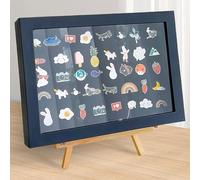 WIYETY Spilla a forma di vetrina con supporto: scatole di presentazione smaltate, con display per ombretto, per spille, aghi da collezione, medaglie (nero, 28 x 20 x 4,8 cm)