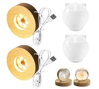 WIYETY Stampo sferico in silicone con portalampada, fai da te, rotondo, in silicone, per piccole lampade da tavolo, in resina epossidica, per progetti fai da te