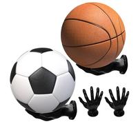 WIYETY Supporto da parete manuale per palloni: 2 ripiani di stoccaggio da basket a forma di palma, supporto per palloni da parete, supporto per palloni da parete, supporto creativo per