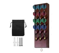 WIYETY Supporto per freccette da parete in legno: supporto per freccette con chiodi in metallo e tasca per freccette, supporto per 12 freccette, accessori per freccette, pratica conservazione per