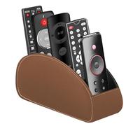 WIYETY Supporto per telecomando con 5 tasche: telecomando, organizer da scrivania, per telecomandi, quaderni, cancelleria, penne, cellulare, marrone