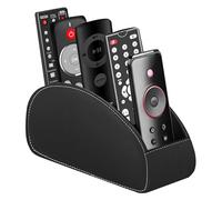WIYETY Supporto per telecomando con 5 tasche: telecomando, organizer da scrivania, per telecomandi, quaderni, cancelleria, penne, cellulare, nero