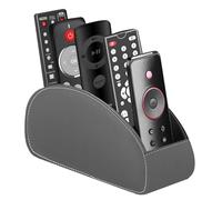 WIYETY Supporto per telecomando con 5 tasche: telecomando, organizer da scrivania, per telecomandi, quaderni, cancelleria, penne, cellulare, grigio