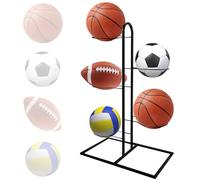 WIYETY Supporto verticale a 5 livelli: supporto per palloni da calcio, supporto per palline, basket, colore nero