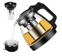 WIYETY Teiera in vetro con filtro (2000 ml), teiera in vetro con filtro estraibile, teiera in vetro, teiera di grande capacità, ideale per la preparazione di tè sfuso, tè ai fiori