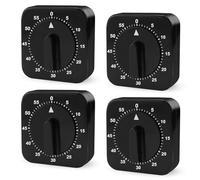 WIYETY Timer meccanico da cucina a breve termine, analogico: 4 pezzi, timer meccanico da cucina per 60 minuti, funzione sveglia a breve termine per la casa, la cucina, lo sport, lo studio (nero)