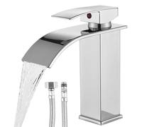 WIYETY Touch-On - Rubinetto per bagno e bagno con miscelatore monocomando, in acciaio inox, 60 cm, per bagno e bagno degli ospiti