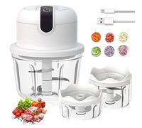 Wiyety, tritatutto elettrico per cipolla, ricaricabile USB, con 3 bicchieri da 100/250/350 ml, tritatutto per carne e frutta