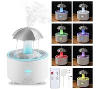 WIYETY Umidificatore dell'ombrello: 300 ml Umidificatore rotante con telecomando, 7 colori LED aromaterapia diffusore umidificatore a goccia per camera da letto e soggiorno