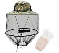 WIYETY, zanzariera da sole, cappello da pescatore, protezione per le zanzare, protezione dalle api con guanti protettivi, protezione per zanzariera, cappello da pescatore per attività all'aperto,