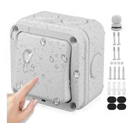 WIYETYInterruttore universale resistente alle intemperie: 16 A, IP66, impermeabile polvere, indipendente, spia luminosa, grigio, per