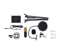 Wiyuer Podcast - Set di condensatore USB, microfono VBS Soundkart con supporto per shock, braccio microfono, protezione antipop per Live Streaming YouTube Gaming 14,5 x 11 x 3 cm
