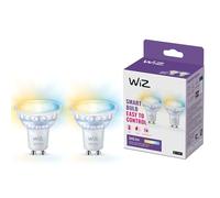 WiZ GU10 Smart LED Glass Bulb - Sostituzione GU10 da 50W, sfumature di bianco, Wi-Fi/Bluetooth, controllo vocale/App, funziona con Google Home, Alexa e HomeKit, 2 lampadine