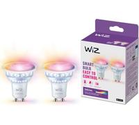 WiZ GU10 Smart LED Glass Bulb - Sostituzione GU10 da 50W, 16 milioni di colori + sfumature di bianco, Wi-Fi/Bluetooth, controllo vocale/App, funziona con Google Home, Alexa e HomeKit, 2 lampadine