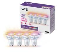 WiZ GU10 Smart LED Glass Bulb - Sostituzione GU10 da 50W, 16 milioni di colori + sfumature di bianco, Wi-Fi/Bluetooth, controllo vocale/App, funziona con Google Home, Alexa e HomeKit, 4 lampadine