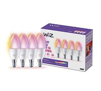 WiZ Lampadina Candela Smart LED WiFi, Luce Bianca e Colorata, E14, 40W, Tecnologia SpaceSense, Controllo Vocale (Alexa, Apple HomeKit, Google Home), confezione da 4