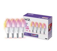 WiZ Lampadina smart LED a candela E14, Confezione da 4 | Luce bianca e colorata, 40 W, Tecnologia SpaceSense, Controllo vocale e wifi, Smart Home, Compatibile con Alexa e Google