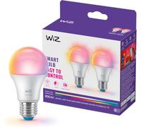 WiZ Lampadina Smart LED A60, a colori e bianco Regolabile, attacco E27, equivalente 60 W, 806 lumen, intensità regolabile, compatibile con Alexa, Google Assistant e Apple Home, conf. da 2
