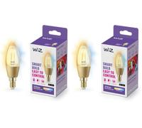 WiZ Lampadina Smart LED WiFi, Luce Bianca da Calda a Fredda Dimmerabile, Filamento Ambrata, E14, 5W, Tecnologia SpaceSense, Controllo Vocale (Alexa, Apple HomeKit, Google Home) (Confezione da 2)