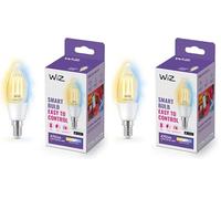 WiZ Lampadina Smart LED WiFi, Luce Bianca da Calda a Fredda Dimmerabile, Filamento, E14, 5W, Tecnologia SpaceSense, Controllo Vocale (Alexa, Apple HomeKit, Google Home) (Confezione da 2)