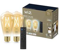 Wiz Lampadina Smart Wi-Fi + Telecomando WiZmote, Luce Bianca Dimmerabile, Filament ambrata, E27, 2 Pezzi, 7W, Tecnologia SpaceSense, Controllo Vocale (Alexa, Apple HomeKit, Google Home)