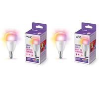 WiZ Lampadina Smart WiFi, Luce Bianca o Colorata, Dimmerabile, E14, 4.9W, Controllo tramite app o Controllo Vocale (Alexa, Apple HomeKit, Google Home) (Confezione da 2)