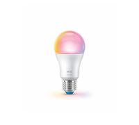 Lampadina WiZ Smart LED A60, bianco Regolabile e a colori, attacco E27, equivalente 100 W, 2.200-6.500 K, 1.521 lumen, int. regolabile, compatibile con Alexa,Google Assistant e Apple HomeKit,conf.da 1