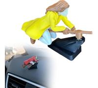 Wizard Broomstick Dashboard Ornament - Decorazione per auto alla deriva e filatura attivata dal movimento, divertente regalo fantasy per gli appassionati di auto (giallo_girl)