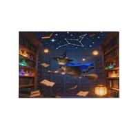 Wizard Cat in Magic Library Puzzle in legno Challenging and Educational Masterpieces Puzzle 500 Piecing