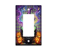 Wizard Dog Halloween Calderone Basset Hound Single Rocker Light Switch | Cappello da mago fantasioso, calderone magico gorgogliante, Jack-o-lanterns, vibrante tavolozza viola e verde