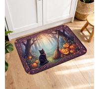Wizard Tappetino da cucina per pavimento, fantasioso fantasia, zucche, stelle, Halloween, viola, comodo, lavabile, imbottito, per lavanderia, bagno, 40,6 x 61 cm