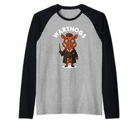 Wizard Warthog con Magia Incantesimo Bacchetta Parodia Maglia con Maniche Raglan