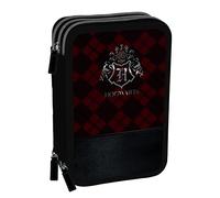 Wizarding World , Astuccio Scuola 3 Cerniere Bambini E Ragazzi, Nero Bordeaux, Taglia Unica