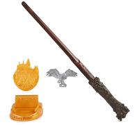 Wizarding World Harry Potter, Bacchetta Magica autentica Harry Potter, in plastica con Supporto Hogwarts, ca. 30,5 cm, Giocattolo per Bambini dai 14 Anni in su, Articolo per Fan