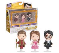 Wizarding World, Harry Potter - Set di 4 personaggi Micro Magical Moments Year con Harry, Hermione, Viktor Kruml e custodia per espositore
