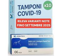 WIZBIOTECH - 10 x Tamponi Covid 19 Rapido Nasale, Kit Rapido Tampone per l'Antigene SARS-COV-2, Validato Nuove Varianti. Sensibilità 100% a carica virale alta, 10 TEST