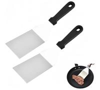 WizeFolk 2 Pezzi Spatola Rettangolare in Acciaio Inox, Paletta da Barbecue, con Manico di Plastica, Cucina Spatola per Sollevare e Girare Hamburger, Uova, Bistecche, Pizza, Barbecue