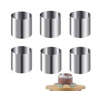 WizeFolk 6 Pezzi Coppapasta Tondi 5 cm in Acciaio Inox, Anelli per Torte e Mousse, Stampini Rotonda per Biscotti, Dessert, Pasticceria, Uova in Camicia - Stampo Rotondo per Dolci, Food Grade