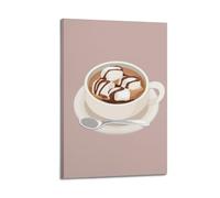 WIZIGM Archivio Fotografico - Disegnato Marshmallow Chocolate Hot Drink Poster Modern Wall Art Canvas Decorazione Estetica Pittura 12x18inch(30x45cm) Frame-style