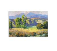 WIZIGM Poster con paesaggio con prato mongolo, montagna lontana nella luce, poster artistico moderno da parete su tela, decorazione artistica da parete, 60 x 90 cm, senza cornice