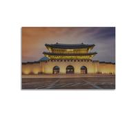 WIZIGM Poster con paesaggio illuminato Palazzo Cancello Poster moderno da parete su tela decorazione estetica pittura 50 x 75 cm senza cornice