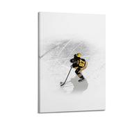 WIZIGM Stampa artistica da parete in stile minimalista sportivo con giocatore di hockey su ghiaccio che controlla il disco, decorazione artistica da parete moderna su tela, 20 x 30 cm, con cornice