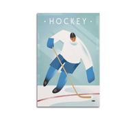 WIZIGM Stampa artistica da parete moderna su tela, motivo: giocatore di hockey su ghiaccio che controlla il disco di hockey su ghiaccio, decorazione artistica da parete, 60 x 90 cm, senza cornice