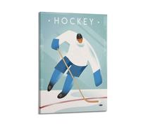 WIZIGM Stampa artistica da parete moderna su tela, motivo: giocatore di hockey su ghiaccio che controlla il disco di hockey su ghiaccio, decorazione artistica da parete, 60 x 90 cm, con cornice