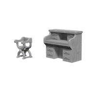 WizKids Deep Cuts Scrivania e sedia in miniatura non verniciata dagli 8 anni in