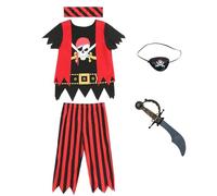 Wizland 5pcs Kids Pirate Costume Kids Pirate Outfit Roleplay Dress Up per ragazzi e ragazze 9-10 anni