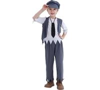 Wizland Costume vittoriano per ragazzi con cappello e cravatte, ragazzi Oliver Twist Costumi Outfit per la Giornata mondiale del libro 4-6 anni (grigio)