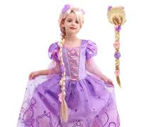 Wizland Principessa Costumi per Ragazze con Parrucca, Viola Principessa Fancy Vestire per Bambini & Bambini Costumi di Halloween Outfit 5-6 Anni